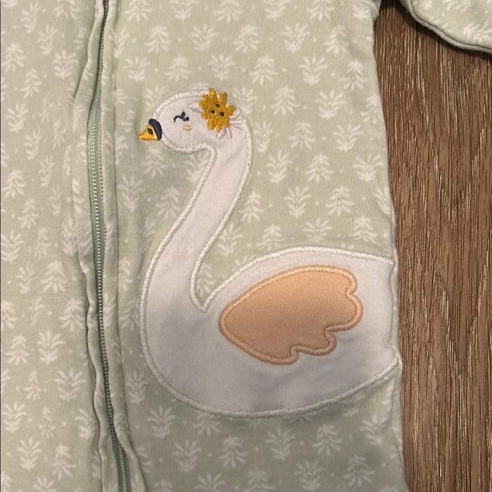 Carter's Mint and White One Piece with Swan Design